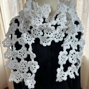 Handmade Floral Crochet Chenille Scarf